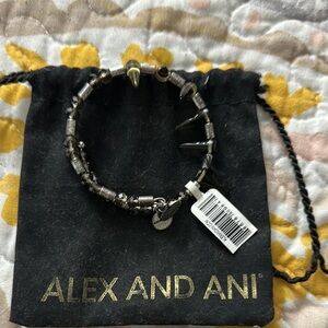 Alex and Ani Silver and Black Beaded Bracelet with dust bag